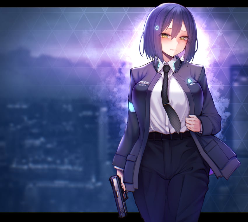 shizuka rin and connor (nijisanji and 1 more) drawn by kagami_uekusa
