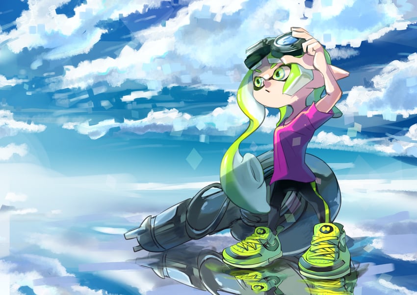 inkling player character and inkling girl (splatoon) drawn by koike3582