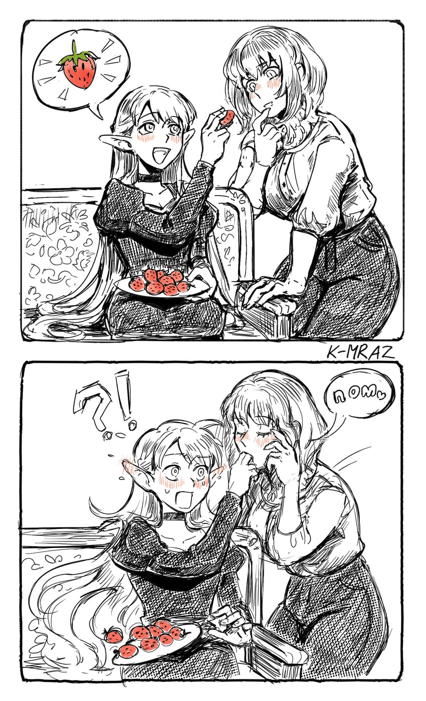 marcille donato and falin touden (dungeon meshi) drawn by kmraz6