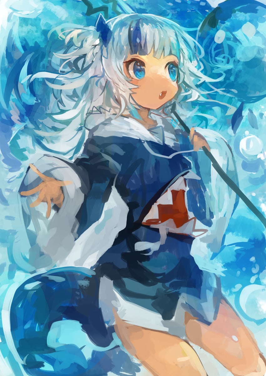 gawr gura (hololive and 1 more) drawn by kaamin_(mariarose753)