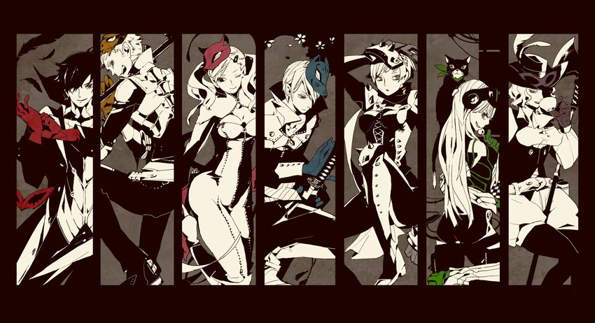 amamiya ren, takamaki anne, sakura futaba, niijima makoto, okumura haru, and 10 more (persona and 1 more) drawn by megajet