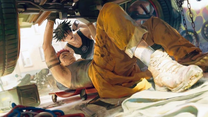 fushiguro megumi and ryoumen sukuna (jujutsu kaisen) drawn by woshihedawei