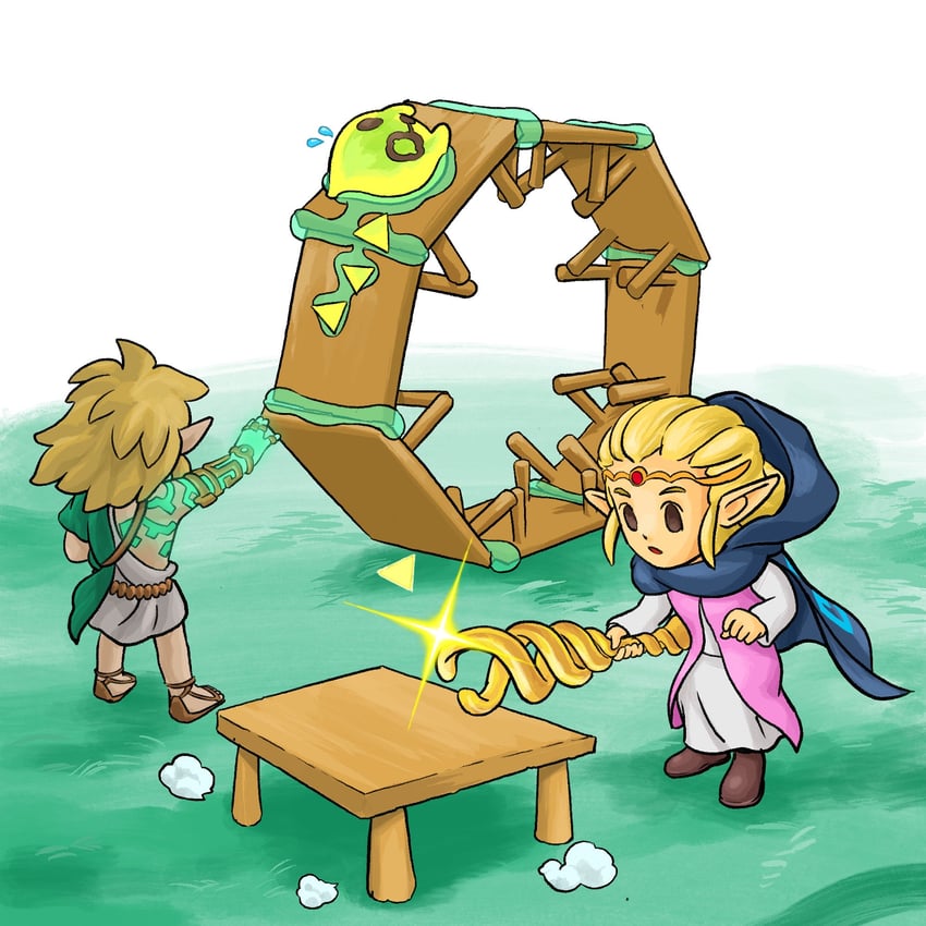 link, princess zelda, and tri (the legend of zelda and 2 more) drawn by dandagouglas