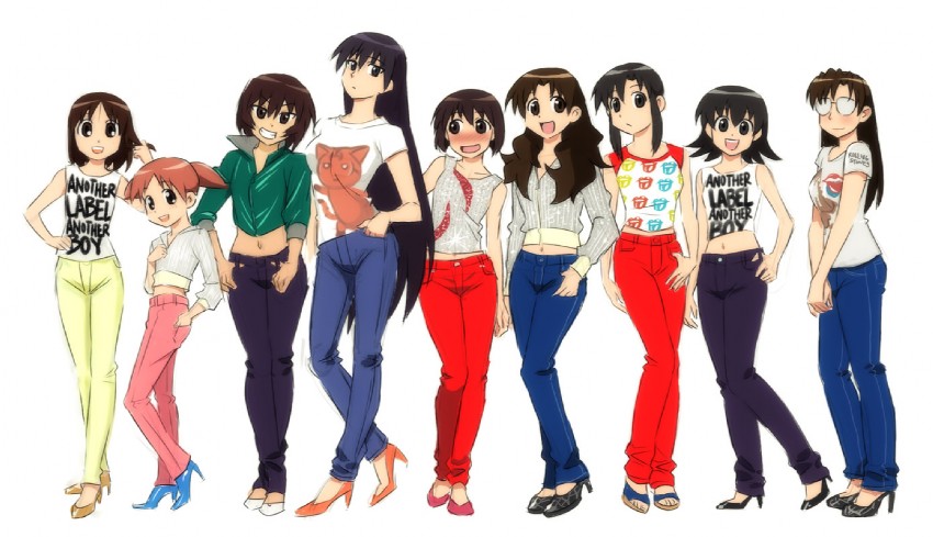 kasuga ayumu, sakaki, mihama chiyo, takino tomo, kagura, and 4 more (azumanga daioh and 2 more) drawn by drawfag