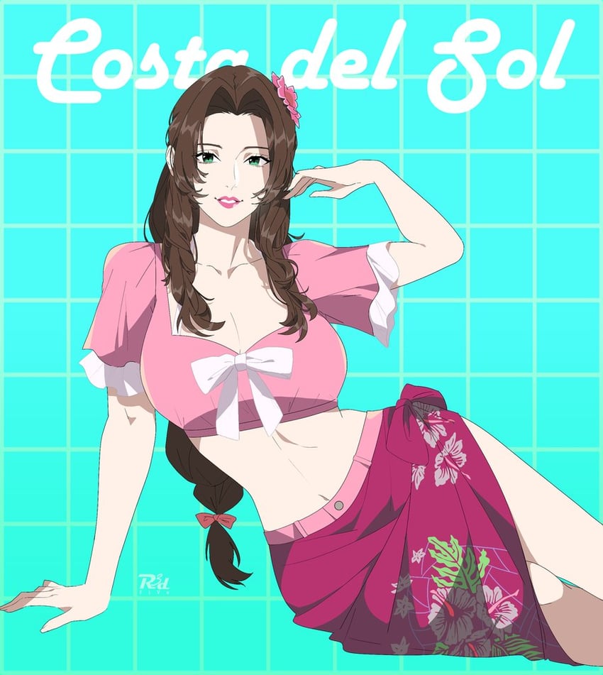 aerith gainsborough (final fantasy and 3 more) drawn by r3dfive