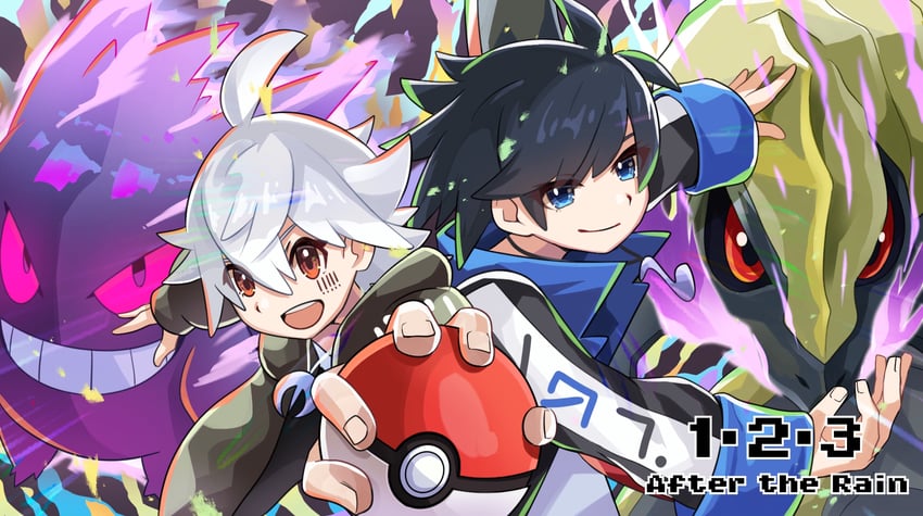 gengar, haxorus, mafumafu, and soraru (pokemon and 2 more) drawn by yutori3218