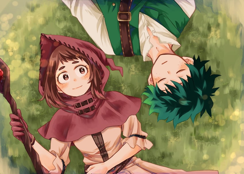 midoriya izuku and uraraka ochaco (boku no hero academia) drawn by tabetai_omochi