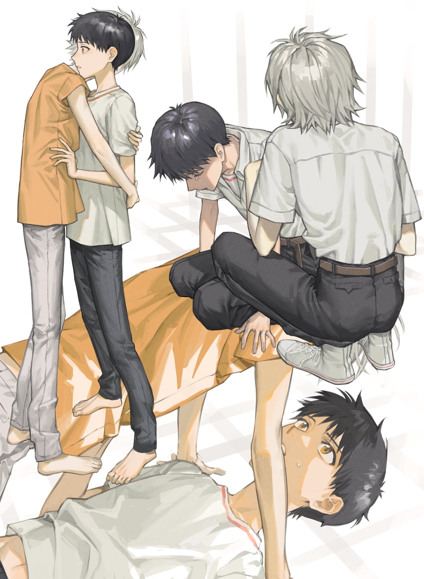ikari shinji and nagisa kaworu (neon genesis evangelion) drawn by himo_(himodayoo)