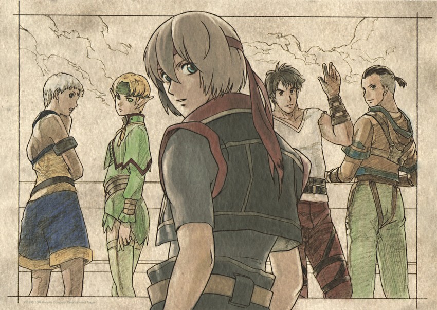 lazlo, paula, jewel, keneth, and tal (gensou suikoden and 1 more) drawn by kawano_junko