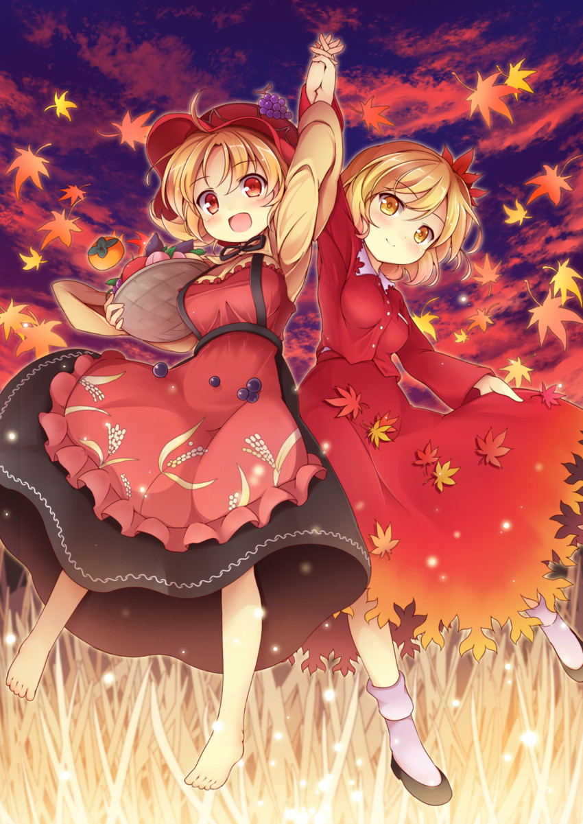 aki minoriko and aki shizuha (touhou) drawn by baku-p