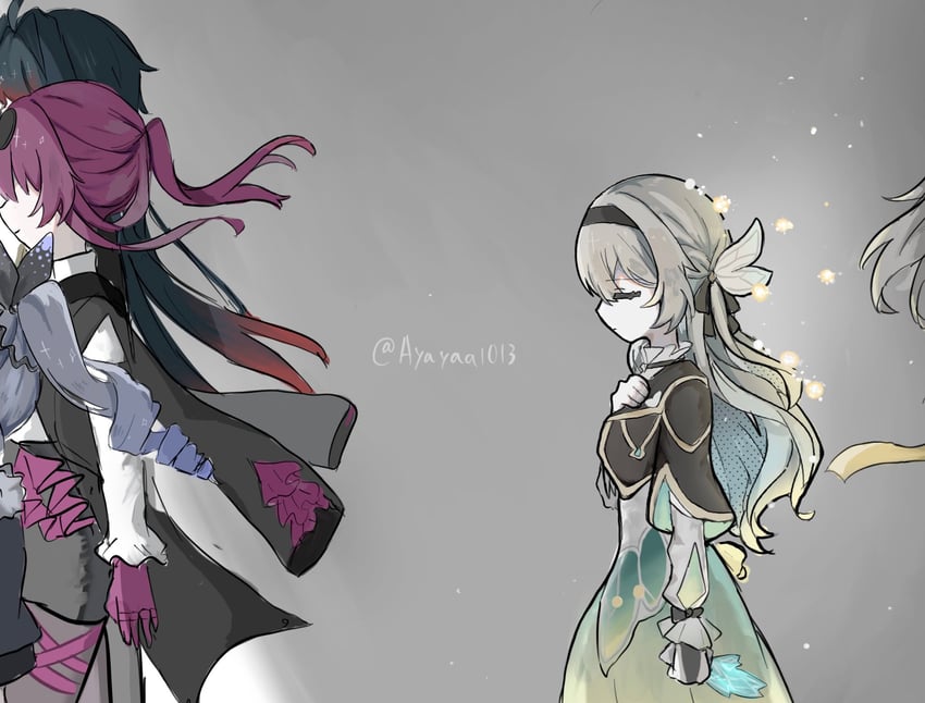 trailblazer, firefly, stelle, kafka, silver wolf, and 1 more (honkai and 1 more) drawn by ameyama_aya