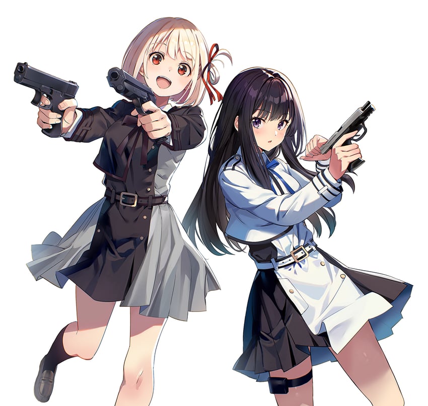 nishikigi chisato and inoue takina (lycoris recoil) drawn by nyoro_(nyoronyoro000)