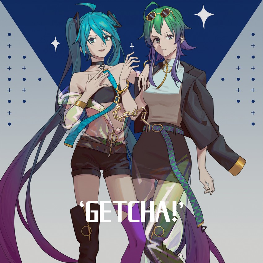 hatsune miku and gumi (vocaloid and 1 more) drawn by wounds404