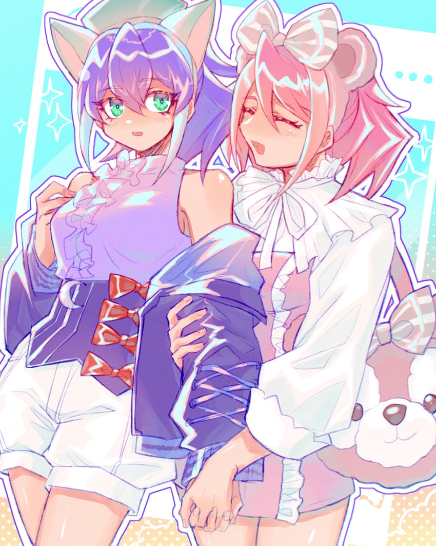 hiiragi yuzu and serena (yu-gi-oh! and 1 more) drawn by udoshiyo