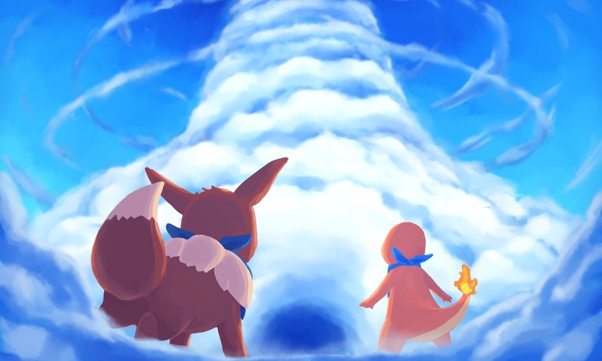eevee and charmander (pokemon and 2 more) drawn by hierotubas