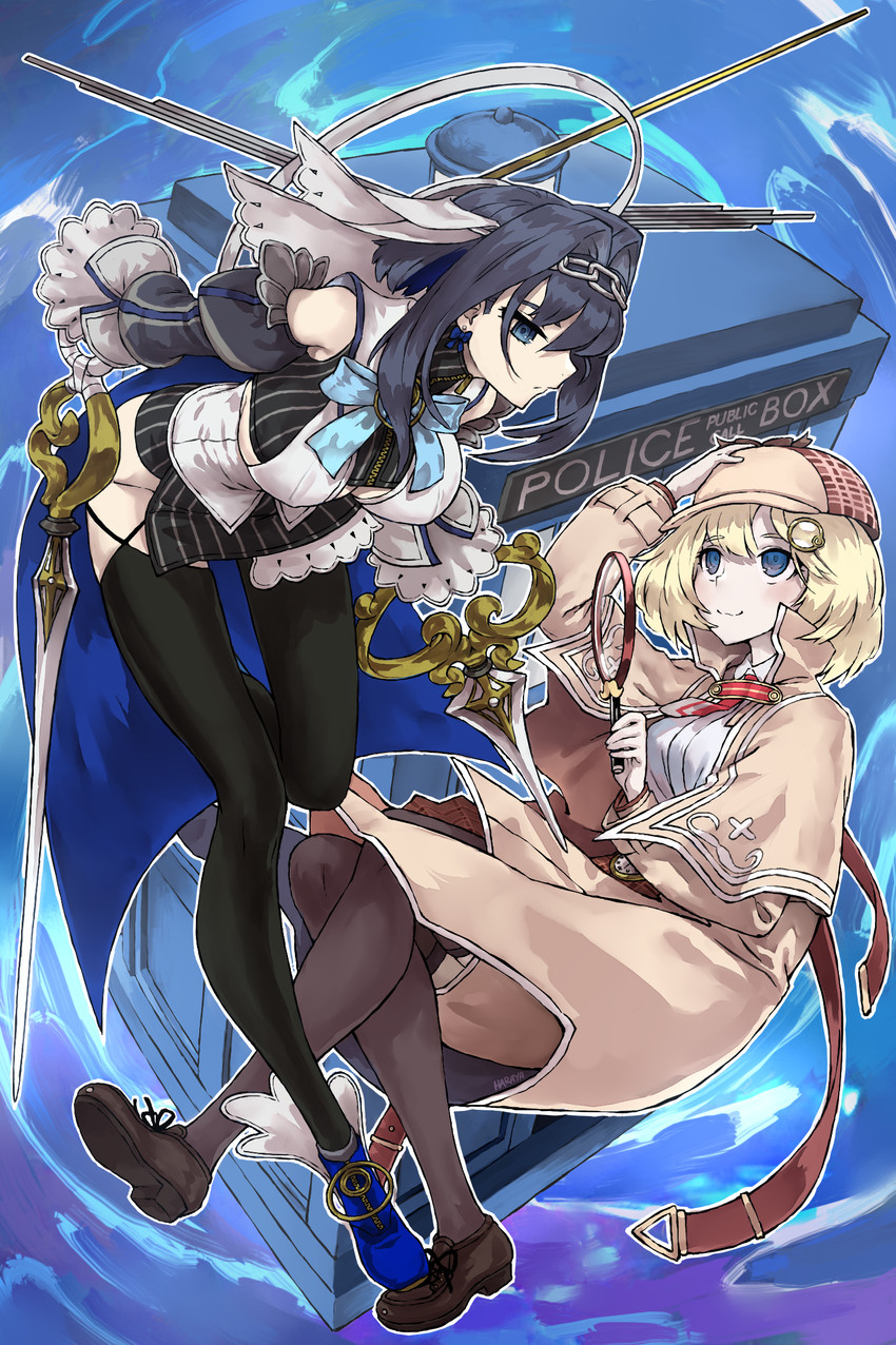 ouro kronii and watson amelia (hololive and 2 more) drawn by haraya_manawari