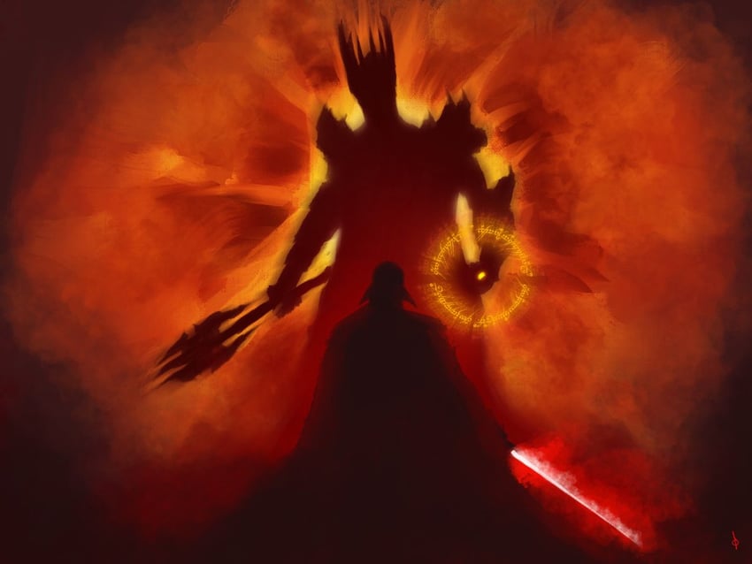 darth vader and sauron (star wars and 2 more) drawn by odunnus