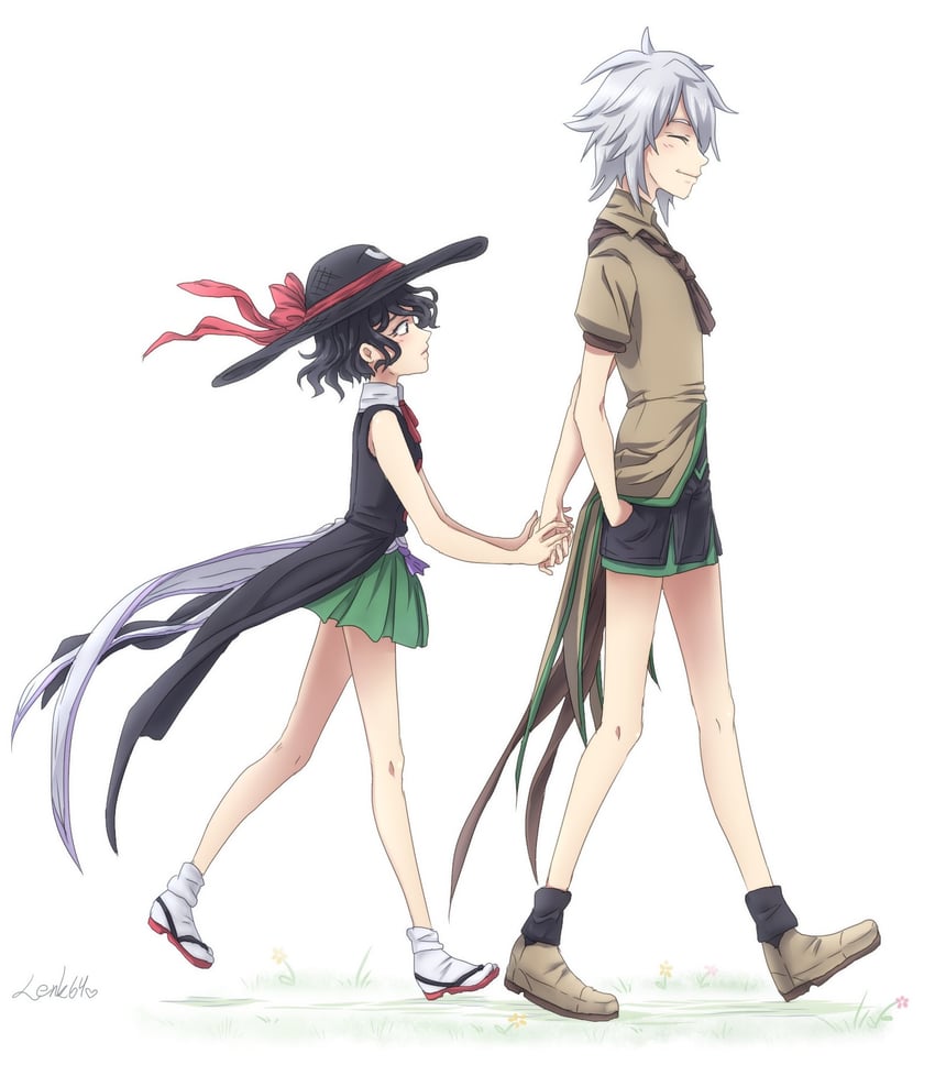 enraku tsubakura and houlen yabusame (len'en) drawn by lenk64