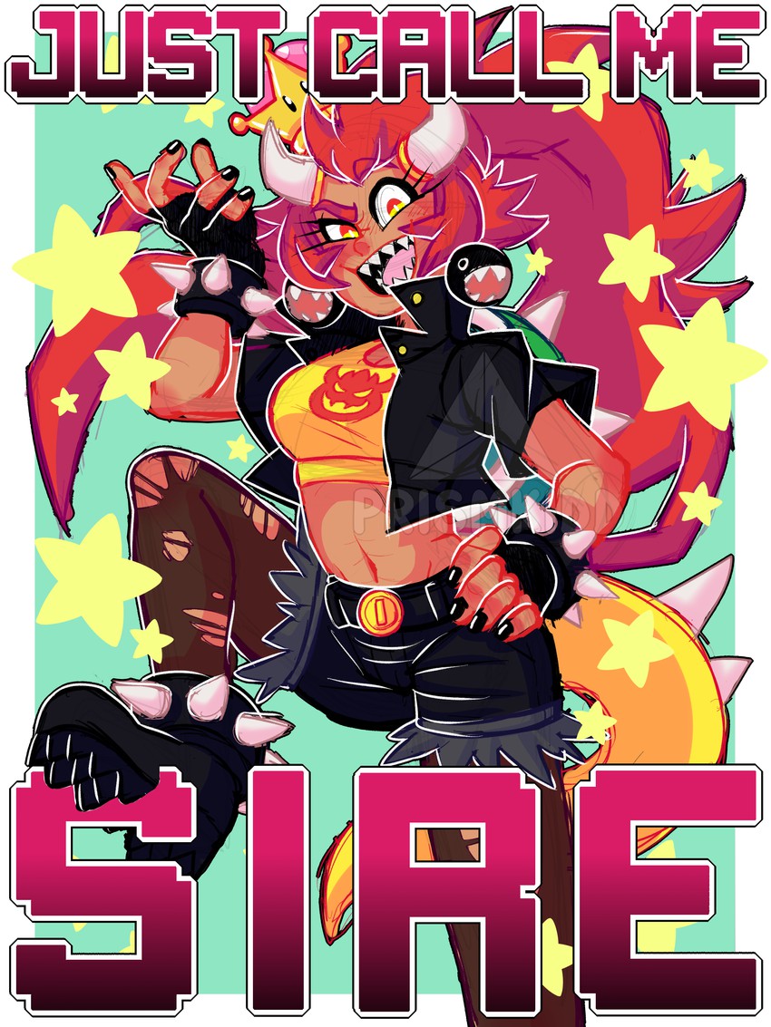 bowsette, bowser, and chain chomp (mario and 1 more) drawn by prismkidd