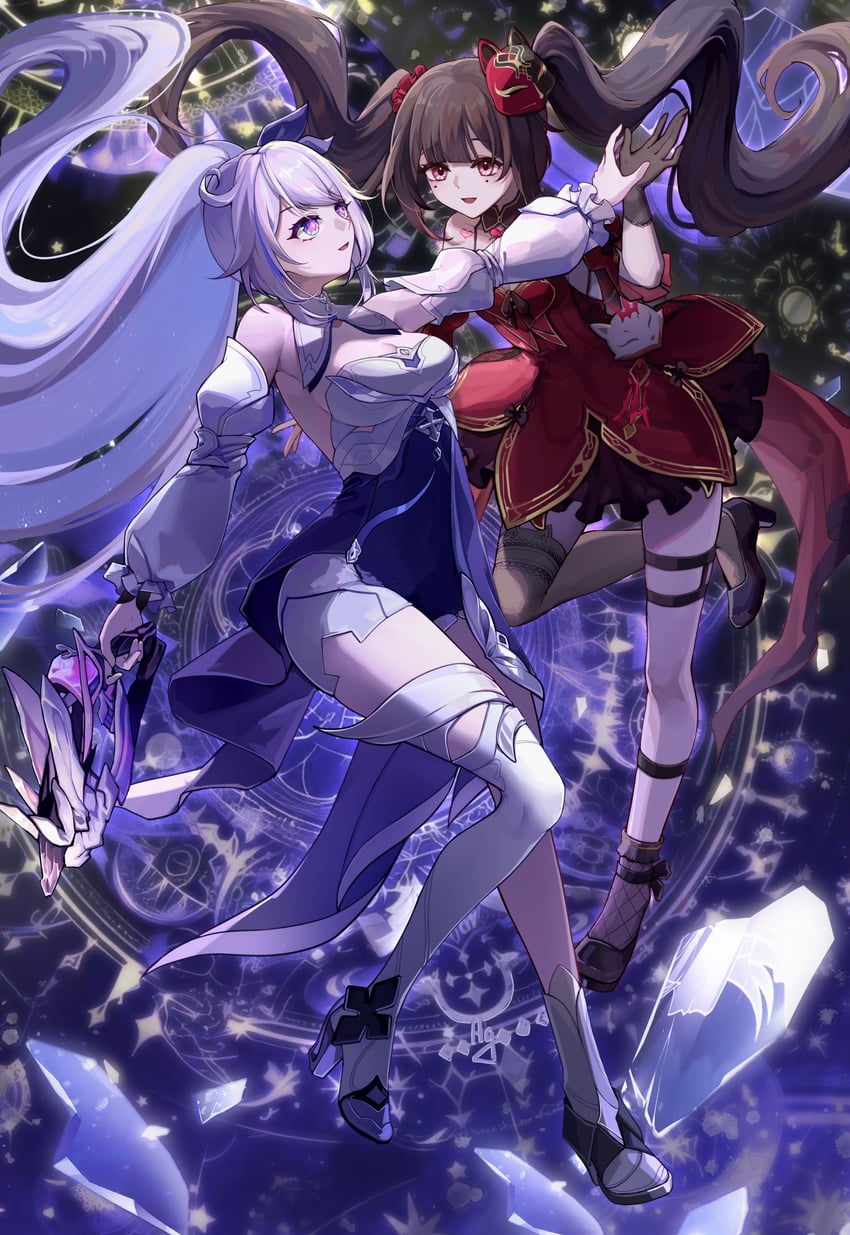 kiana kaslana and sparkle (honkai and 2 more) drawn by shuiyinzijun