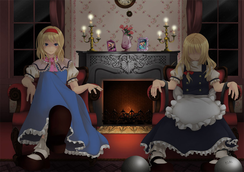 kirisame marisa and alice margatroid (touhou) drawn by manimani_(unagi)
