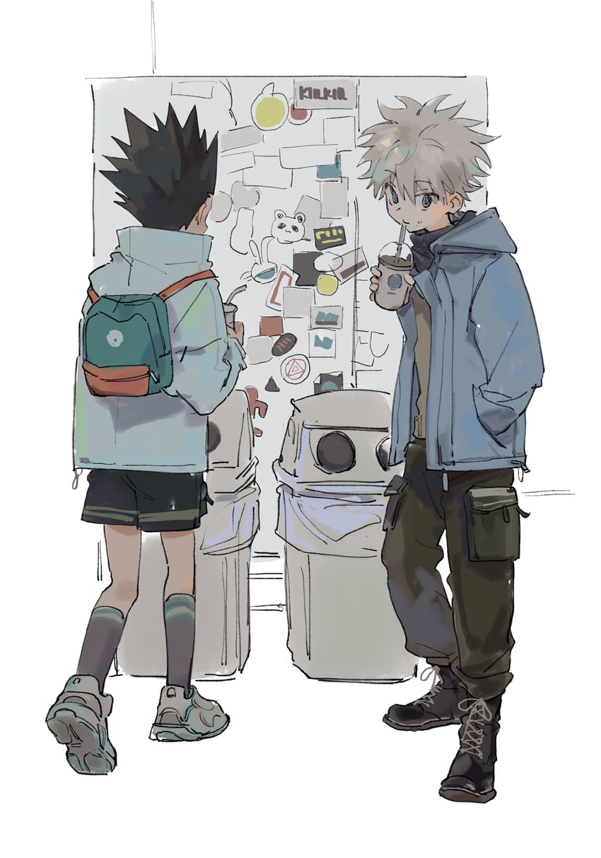 killua zoldyck and gon freecss (hunter x hunter) drawn by 4sssst