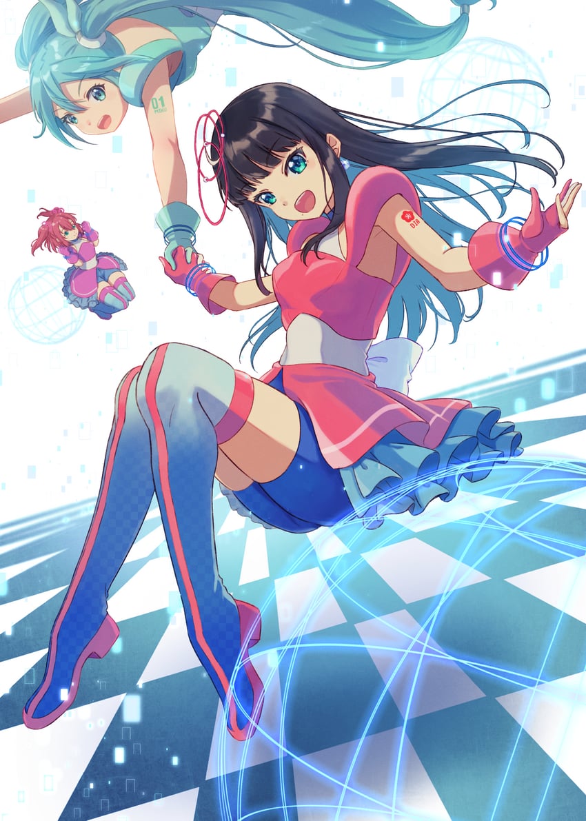 hatsune miku, kurosawa dia, and kurosawa ruby (vocaloid and 2 more) drawn by macken666