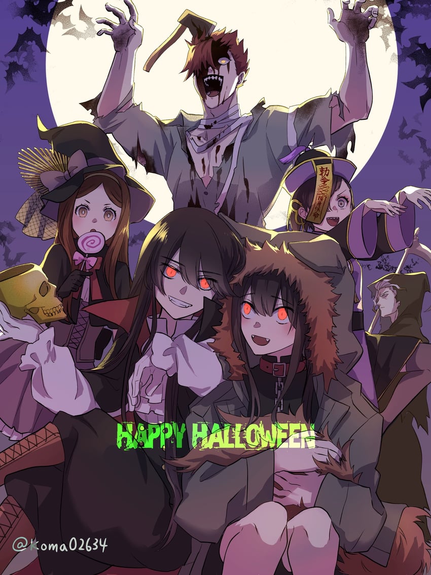oda nobunaga, oda nobukatsu, chacha, mori nagayoshi, mysterious ranmaru x, and 1 more (fate and 1 more) drawn by koma02634