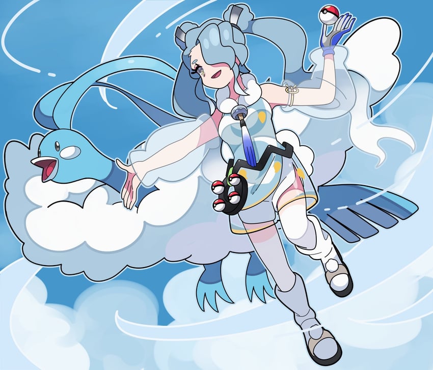 hatsune miku, altaria, and flying miku (pokemon and 2 more) drawn by stchame