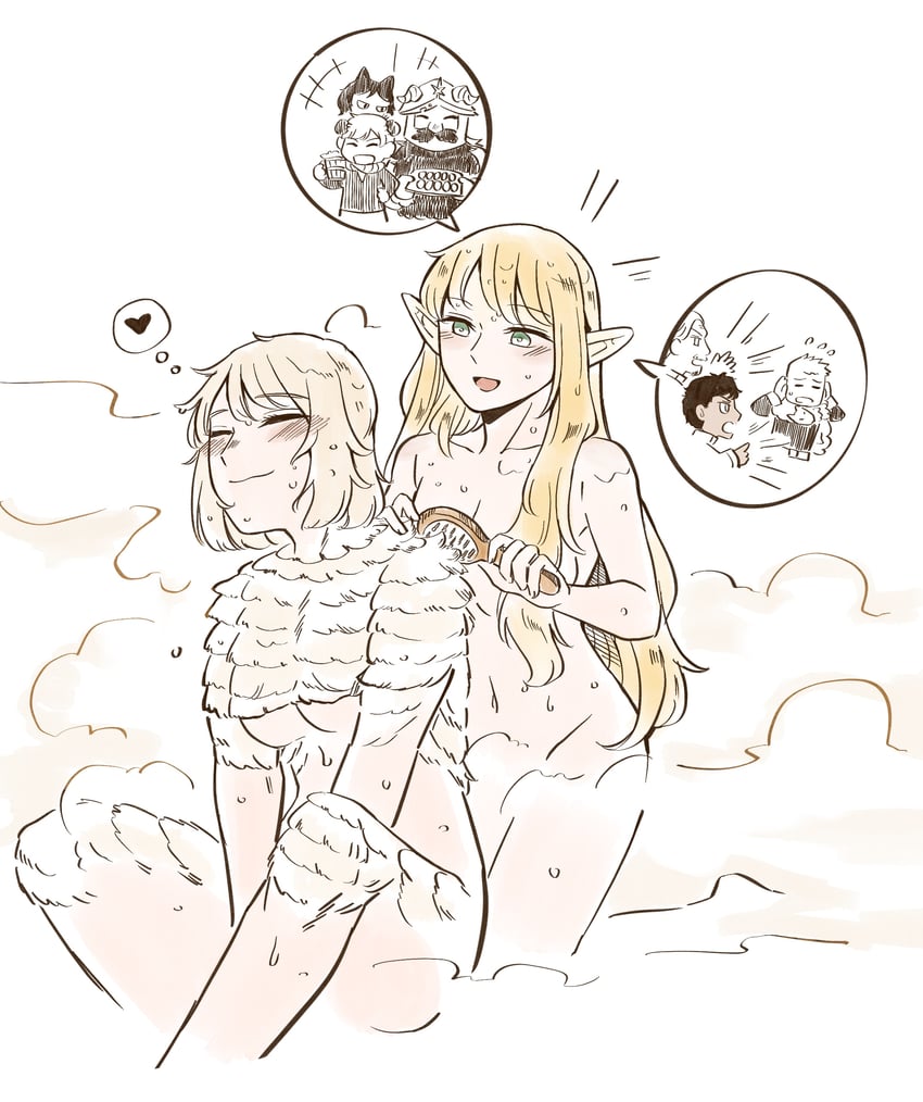 marcille donato, falin touden, laios touden, senshi, kabru, and 2 more (dungeon meshi) drawn by fuyuu_seibutsu