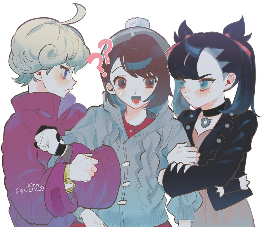 marnie, gloria, and bede (pokemon and 1 more) drawn by g0m_0