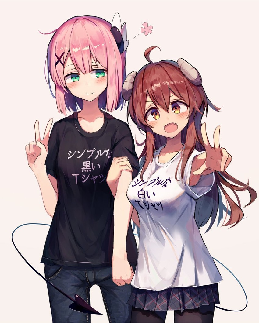 yoshida yuuko and chiyoda momo (machikado mazoku) drawn by beize_(garbage)