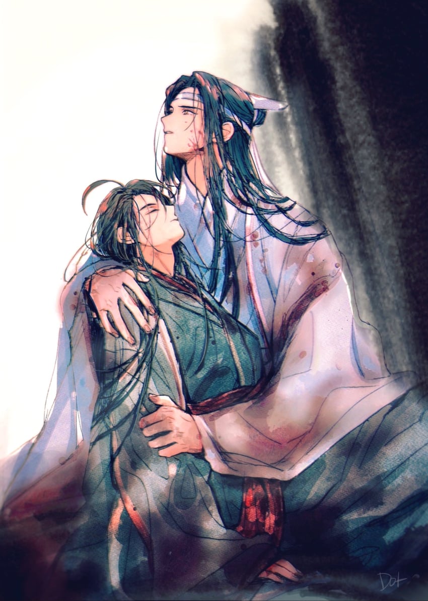 wei wuxian and lan wangji (modao zushi) drawn by to_dot