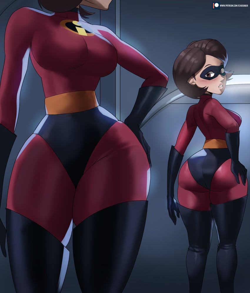 helen parr and elastigirl (the incredibles) drawn by echo_saber