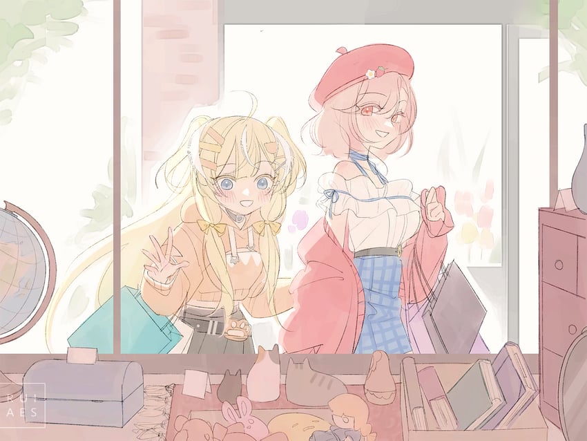 nini yuuna and shabel tonya (indie virtual youtuber and 1 more) drawn by rui_(ruiaes)