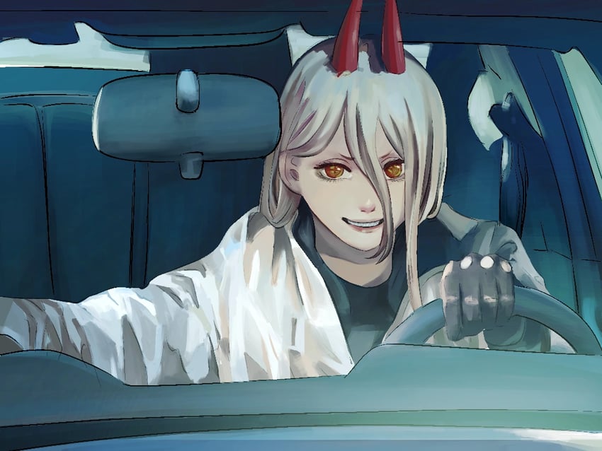 power and driver (chainsaw man and 1 more) drawn by yao_liao_wang