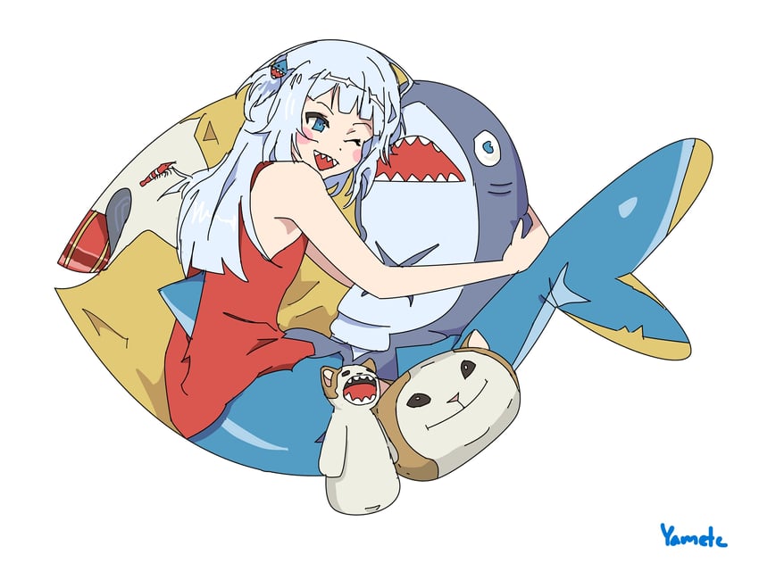 gawr gura and bloop (hololive and 1 more) drawn by yamete