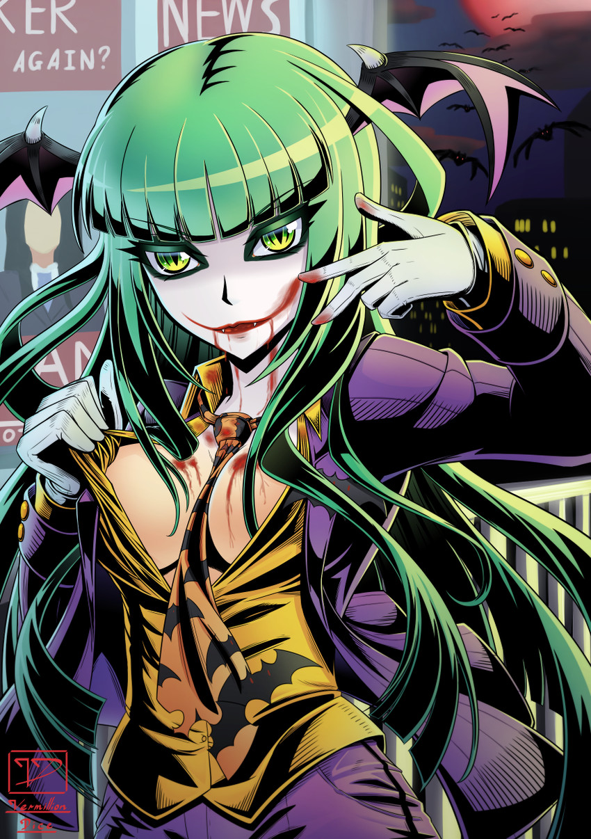 morrigan aensland and joker (darkstalkers and 2 more) drawn by vermillion_dice