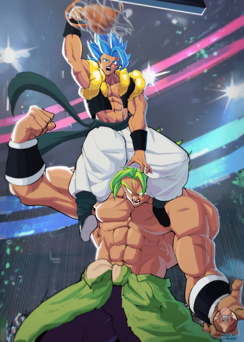 gogeta and broly (dragon ball and 2 more) drawn by grongo_art