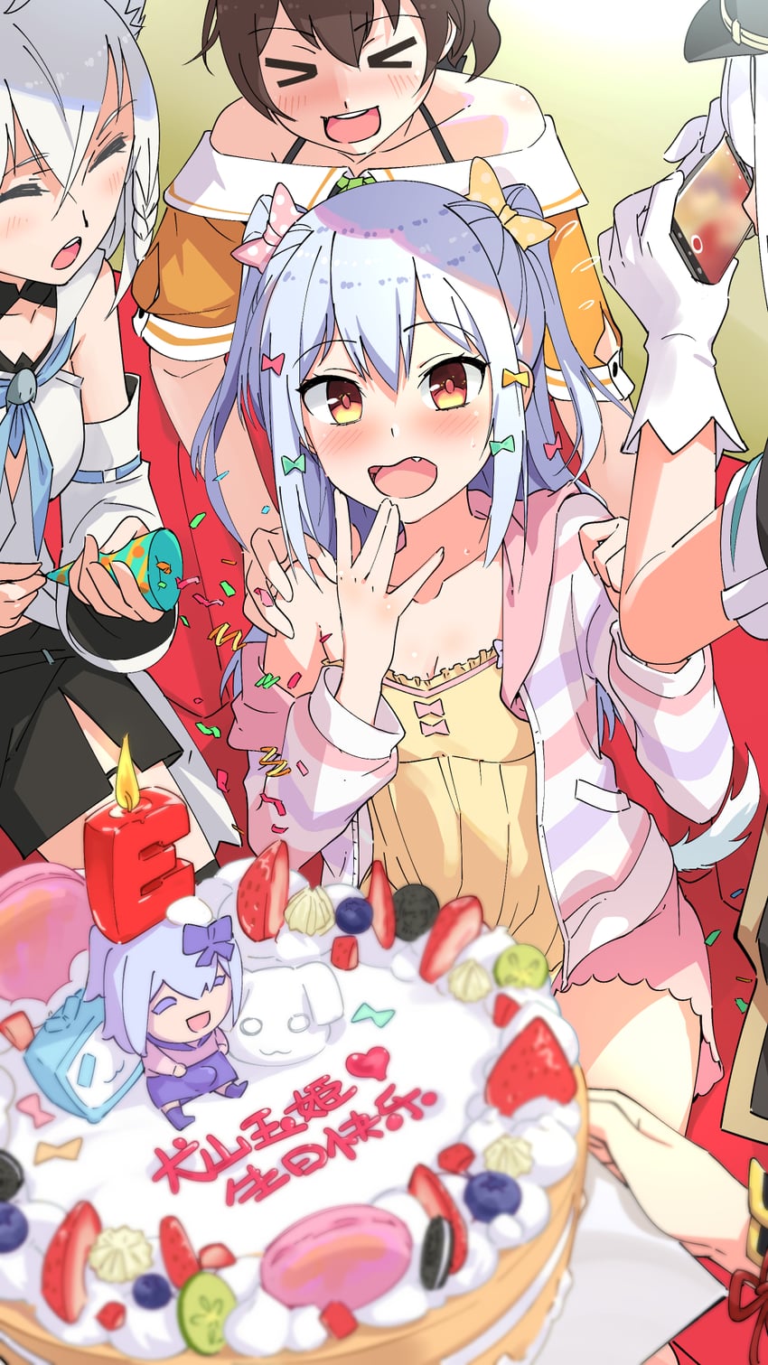 shirakami fubuki, natsuiro matsuri, kagura mea, inuyama tamaki, and oda nobuhime (hololive and 2 more) drawn by hao_guangze_yu