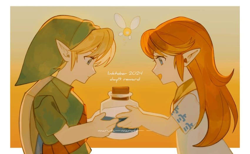 link, young link, navi, malon, and tatl (the legend of zelda and 1 more) drawn by maruta_maruta