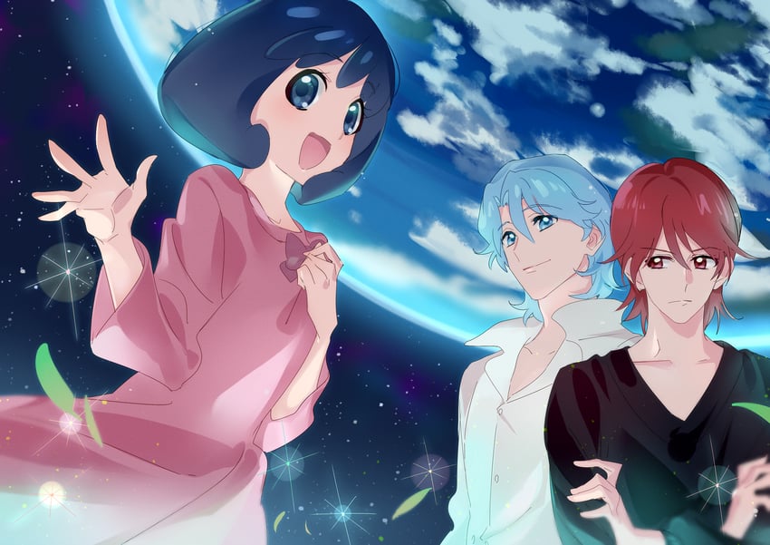 queen mirage, blue, and red (precure and 1 more) drawn by shipu_(gassyumaron)