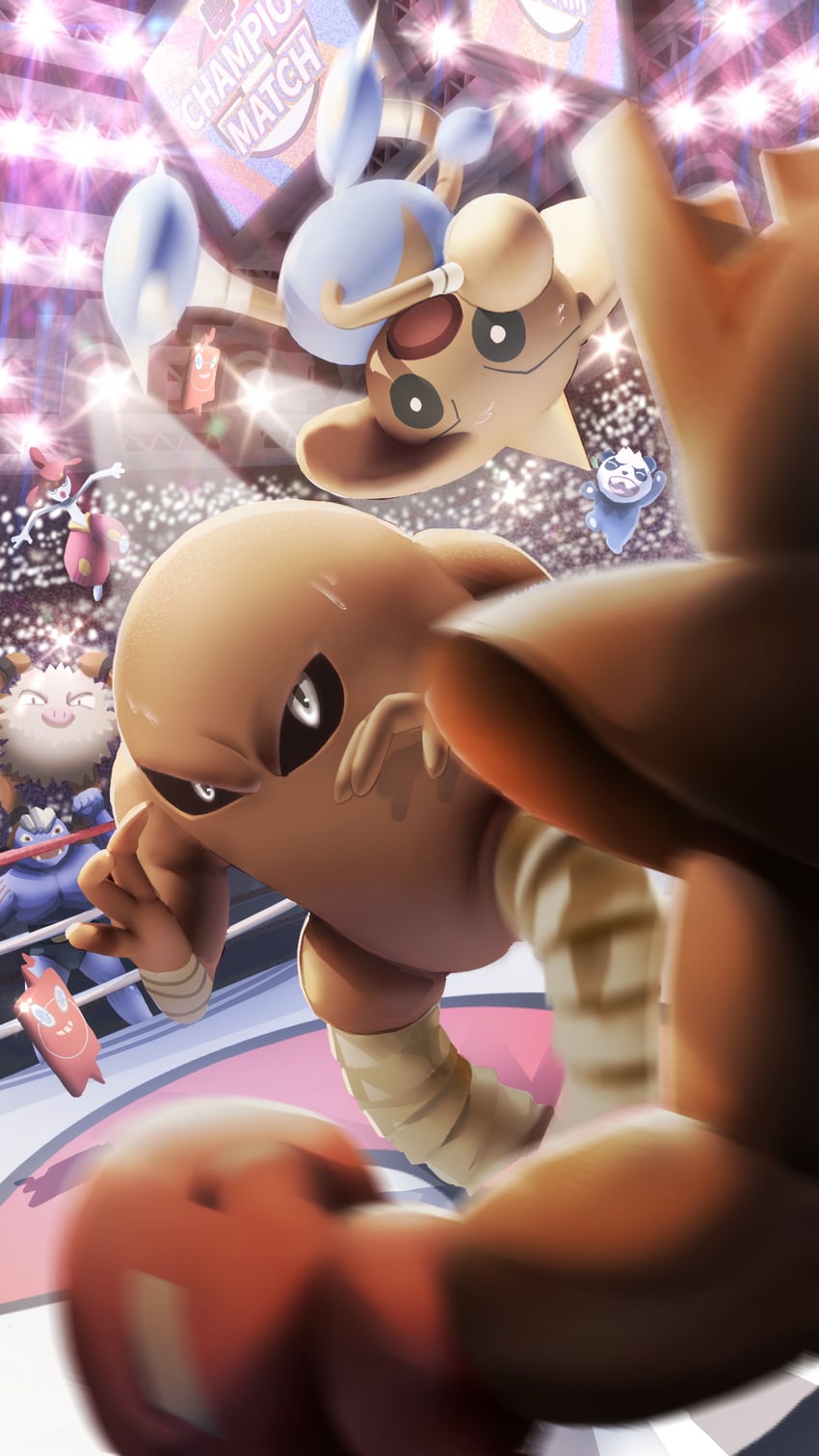 rotom, rotom phone, machoke, pancham, hitmontop, and 4 more (pokemon) drawn by miyagawa_(maxggguys)