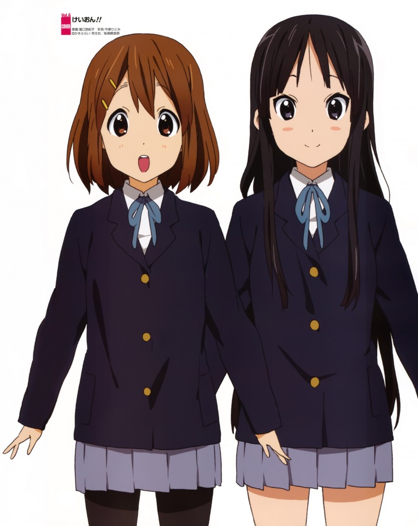 akiyama mio and hirasawa yui (k-on! and 1 more) drawn by horiguchi_yukiko