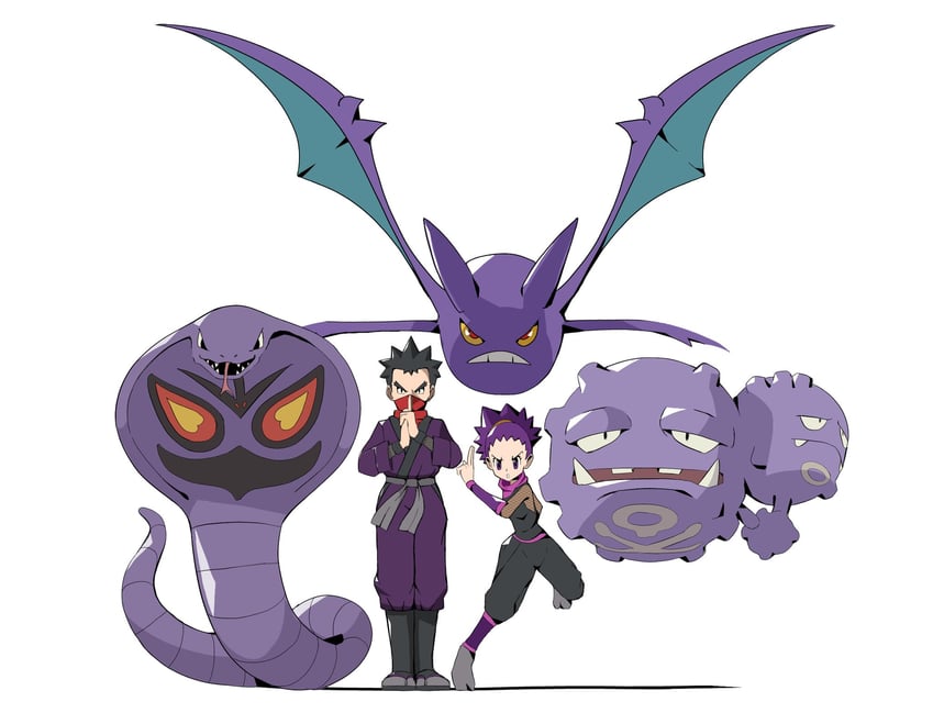 arbok, crobat, weezing, janine, and koga (pokemon and 1 more) drawn by psaber97