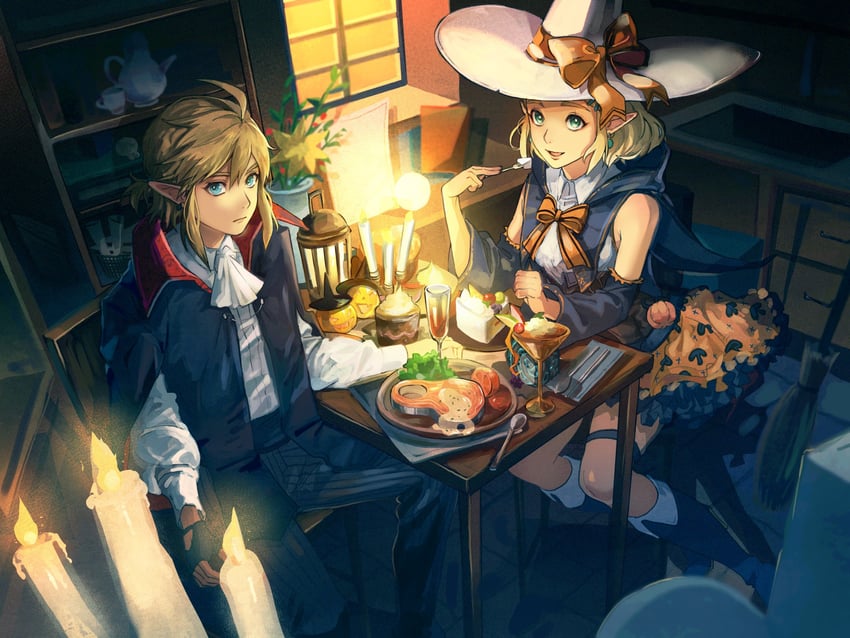 link and princess zelda (the legend of zelda and 1 more) drawn by ch_walnut