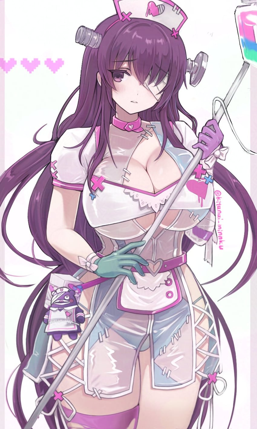 frankenstein's monster, murasaki, and bebe-tan (senran kagura) drawn by minnku