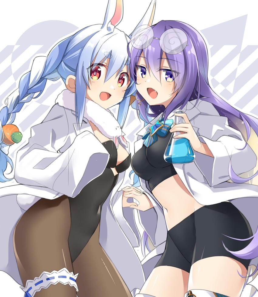 usada pekora and moona hoshinova (hololive and 2 more) drawn by komo_wan110
