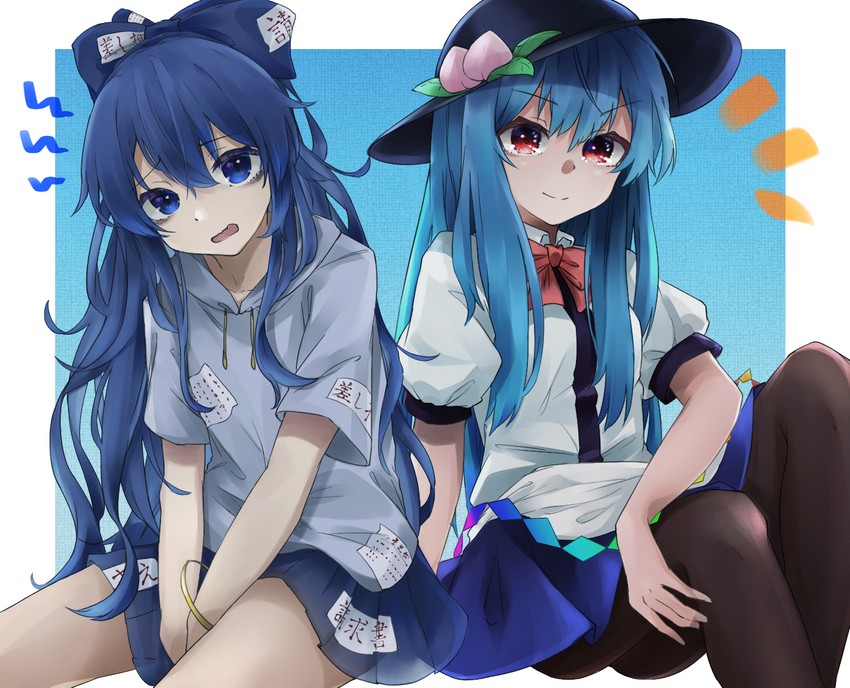 hinanawi tenshi and yorigami shion (touhou) drawn by gunsou1350
