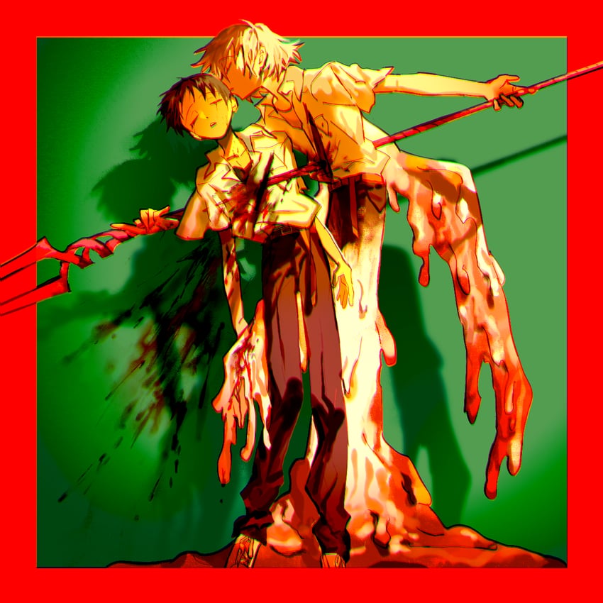 ikari shinji and nagisa kaworu (neon genesis evangelion) drawn by fishcoooo